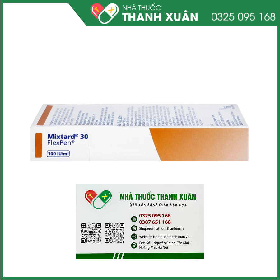 Bút tiêm Mixtard 30 Flexpen 100 IU/ml điều trị bệnh đái tháo đường